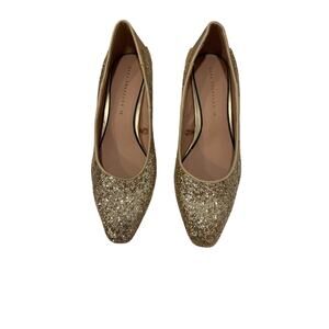 Zara Metallic Gold Heels Sandals - Size: 8.5 (EU 39)